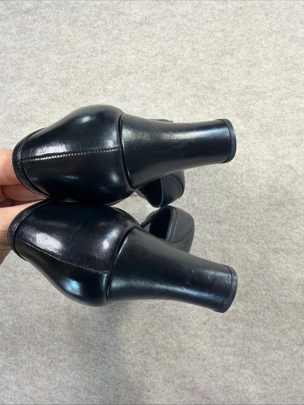 Prada Black Leather T-Strap Block Heel Pumps